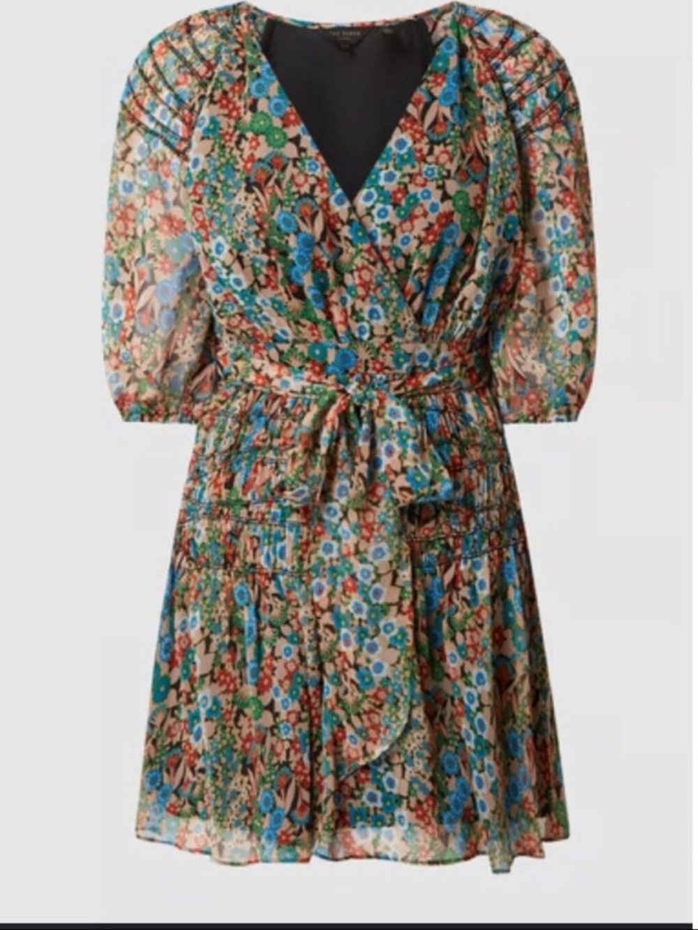 Ted Baker Tiania Smock Panel Wrap Mini Dress - Picture 5 of 13